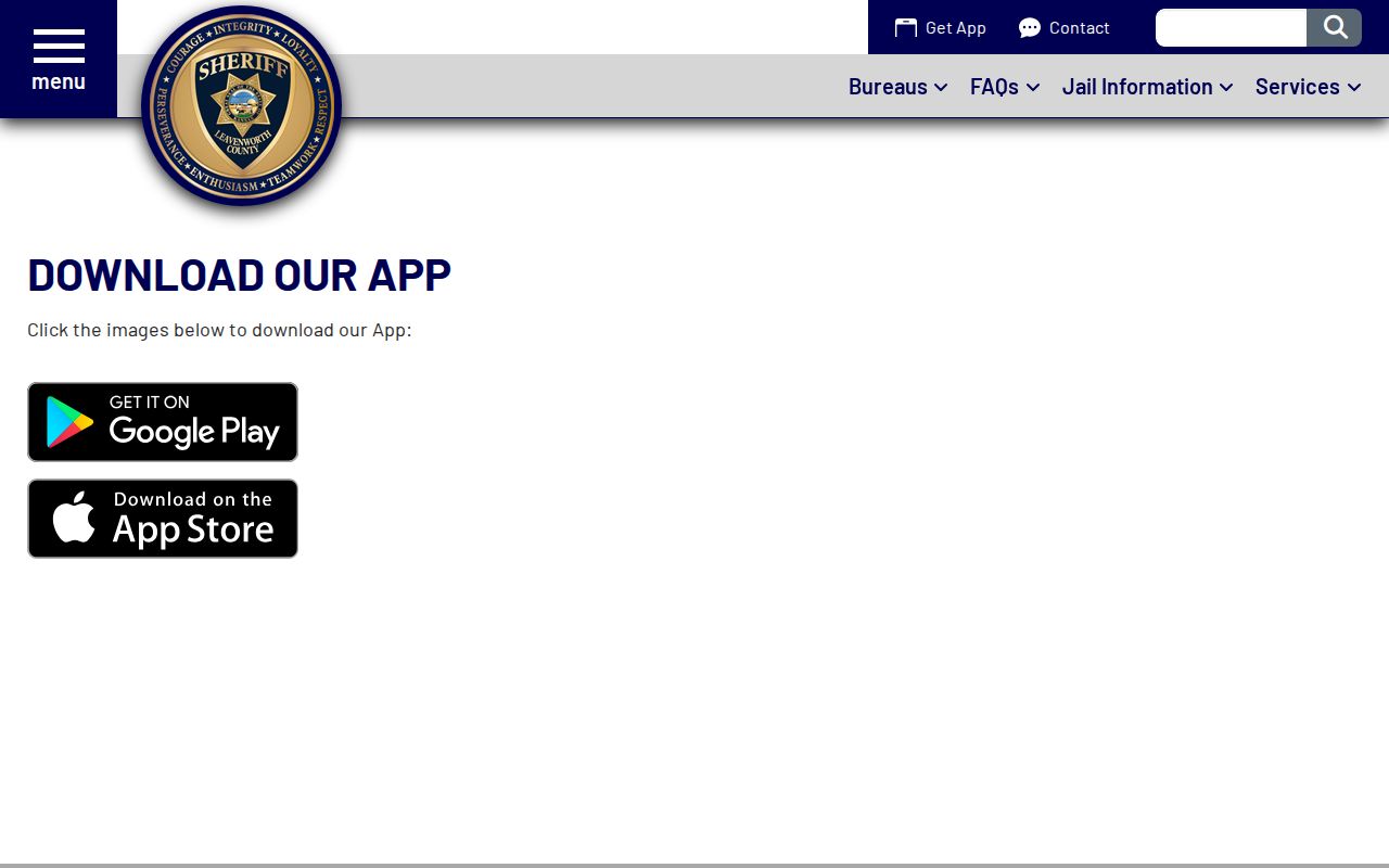 Leavenworth County release records sheriff mobile app page