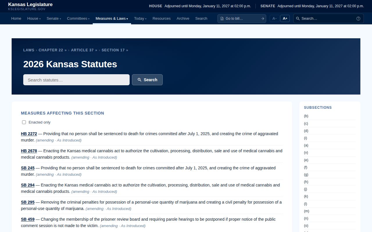 Kansas statute 22-3717 parole eligibility and postrelease framework
