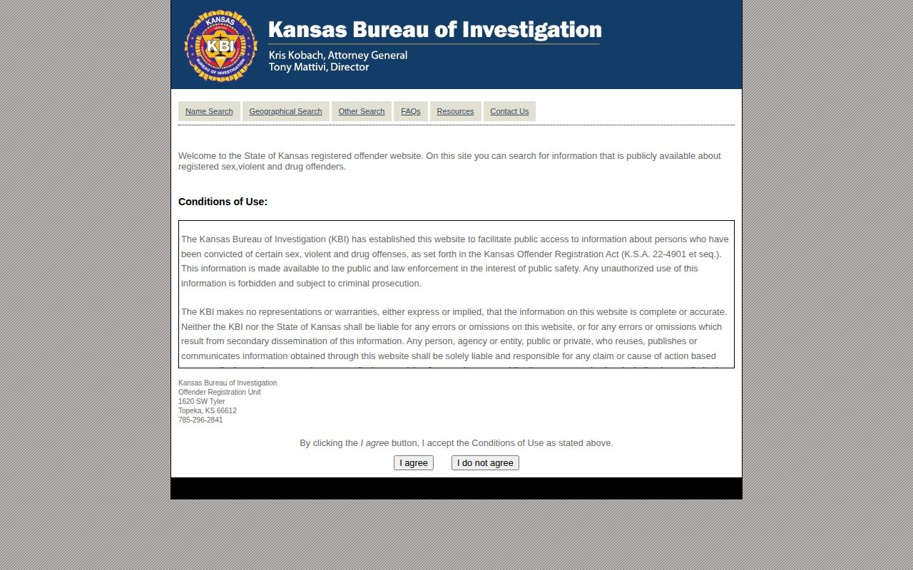 Leavenworth County release mugshot KBI registered offender portal